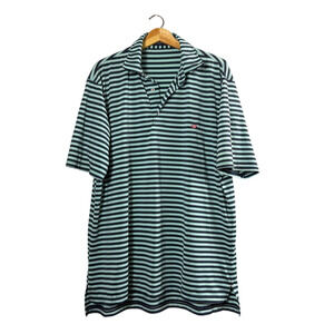 Men's Teal Striped Southern Marsh Polo Shirt L